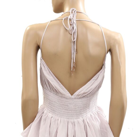 Free People Free Est Whisper Waves Mini Dress Tiered Smocked Lace S NWD 284428 - Picture 7 of 9